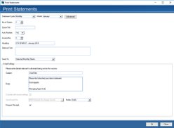 Choose the email settings you require when emailing statements to your clients.